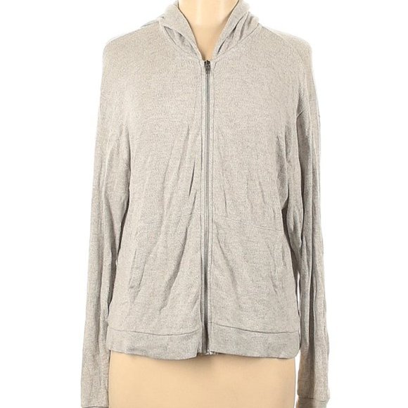 Brandy Melville Grey Zip-up Hoodie - One Size - Picture 1 of 6
